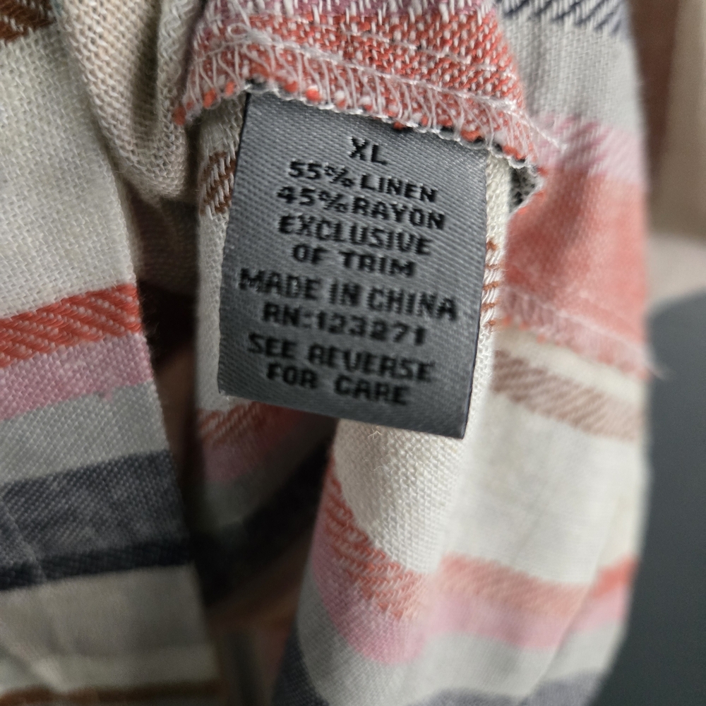 J for Justify Women's XL Striped Linen Blend Dress - Picture 4 of 6